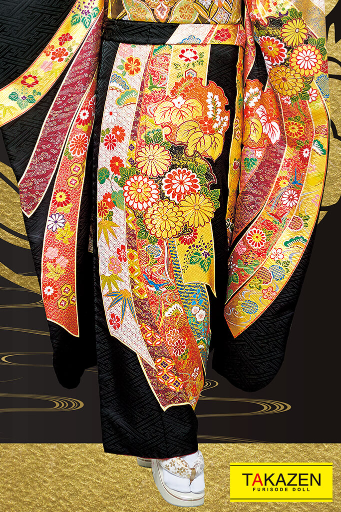 TAKAZENのレンタル振袖 ジャパンモード　黒/金(ゴールド)　熨斗柄　最高級　豪華　かっこいい　上品　坂本礼美【通販可】21048