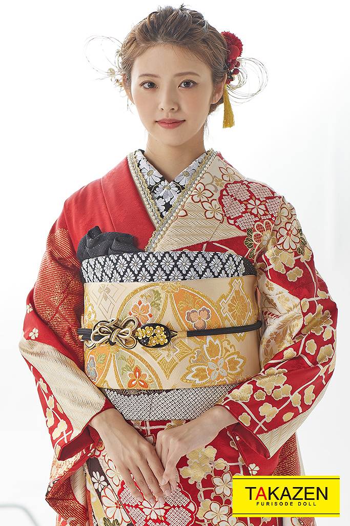 プレミアム古典 赤/白/ゴールド(金色) 絞り/花柄/貝桶柄 はんなり 上品 