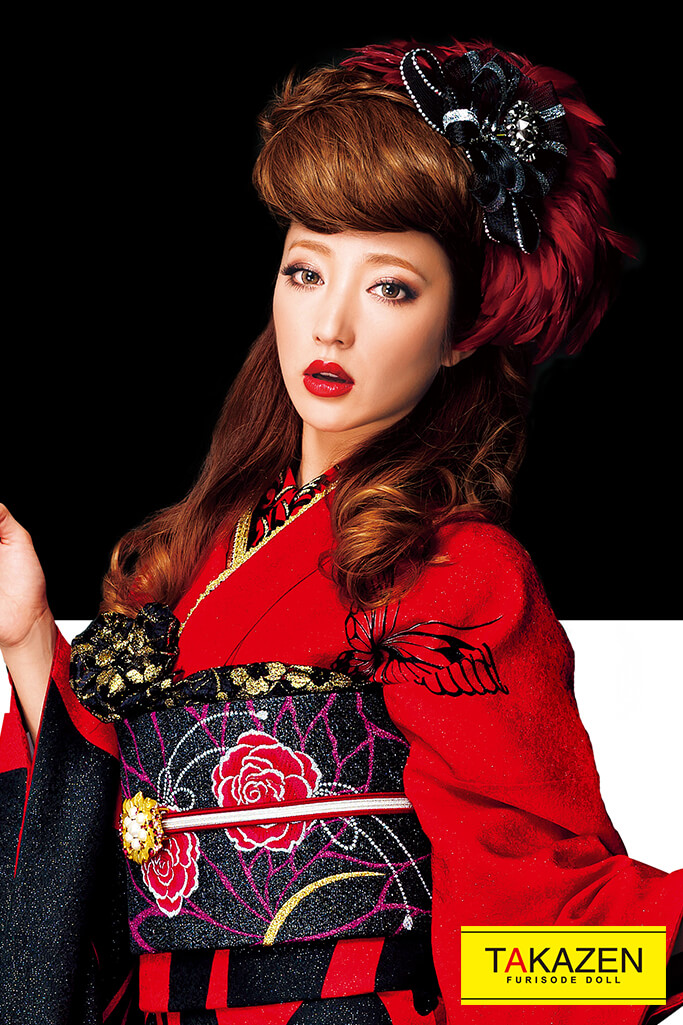 成人式人気振袖 レンタルフルセット 通販可 流行り目立つグラマラス シンプル蝶々柄 黒 赤 F0090 Mode 成人式振袖は 派手で目立つモード系 振袖 振袖 袴レンタルなら Takazen 大阪 心斎橋 堺 兵庫 神戸 奈良の店舗へ