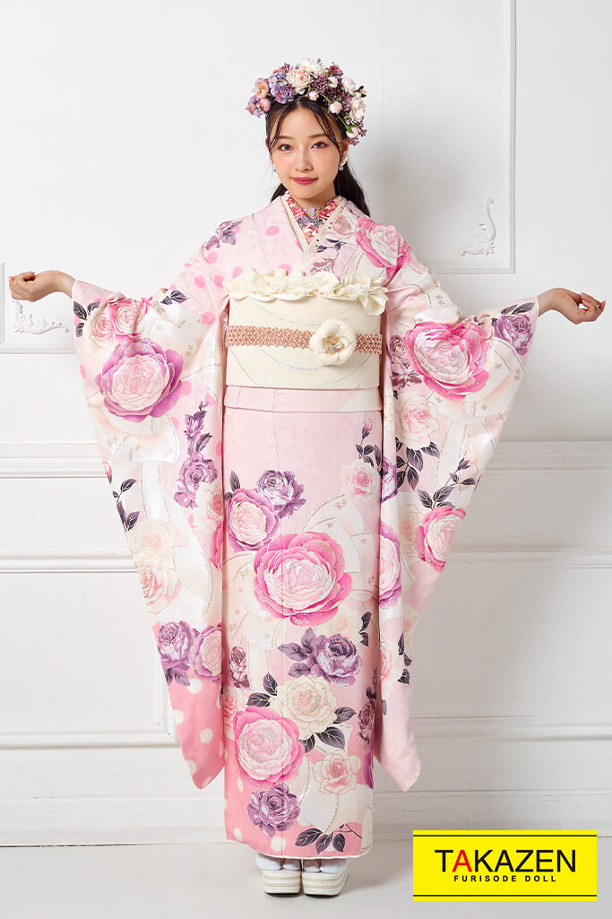 ゆるふわカワイイヘップバーン 洋風おしゃれ 紫 ピンク 22年度新作 239 ヘップバーン 大人かわいい成人式の振袖 成人式振袖 卒業式 袴レンタル 前撮りなら Takazen 大阪 梅田 心斎橋 堺 兵庫 神戸 奈良の店舗へ