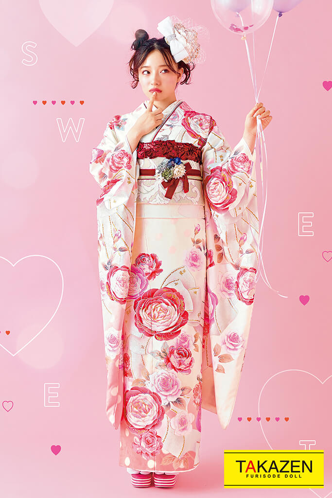 人気のゆるふわ可愛い系 キュートリボン柄 ピンク 白 紫 22年新作 254 Sweet Lovely 成人式はかわいくキュートな振袖 振袖 袴レンタルなら Takazen 大阪 心斎橋 堺 兵庫 神戸 奈良の店舗へ