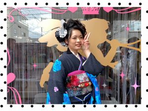 前撮り　カッコいい　黒地　振袖