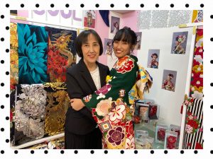振袖　前撮り　レトロ古典　緑
