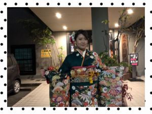 振袖　成人式　奈良　レンタル　古典柄　緑色