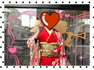 takazen　振袖　赤　レンタル