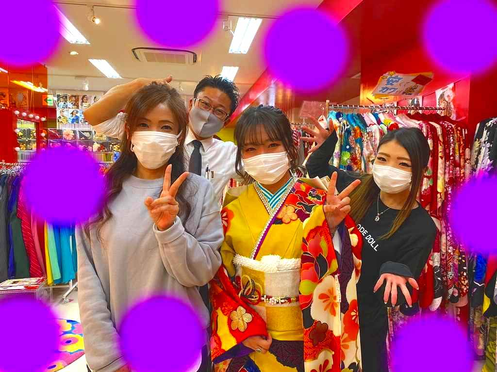 ♡11日 成人式で目立って黄色振袖の可愛いレトロ古典の姫ちゃん♡