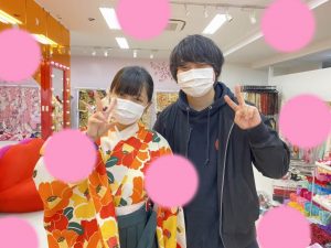 TAKAZEN　タカゼン　神戸　三宮　元町　袴　卒業式　レンタル　カワイイ　安い　レトロ　オレンジ
