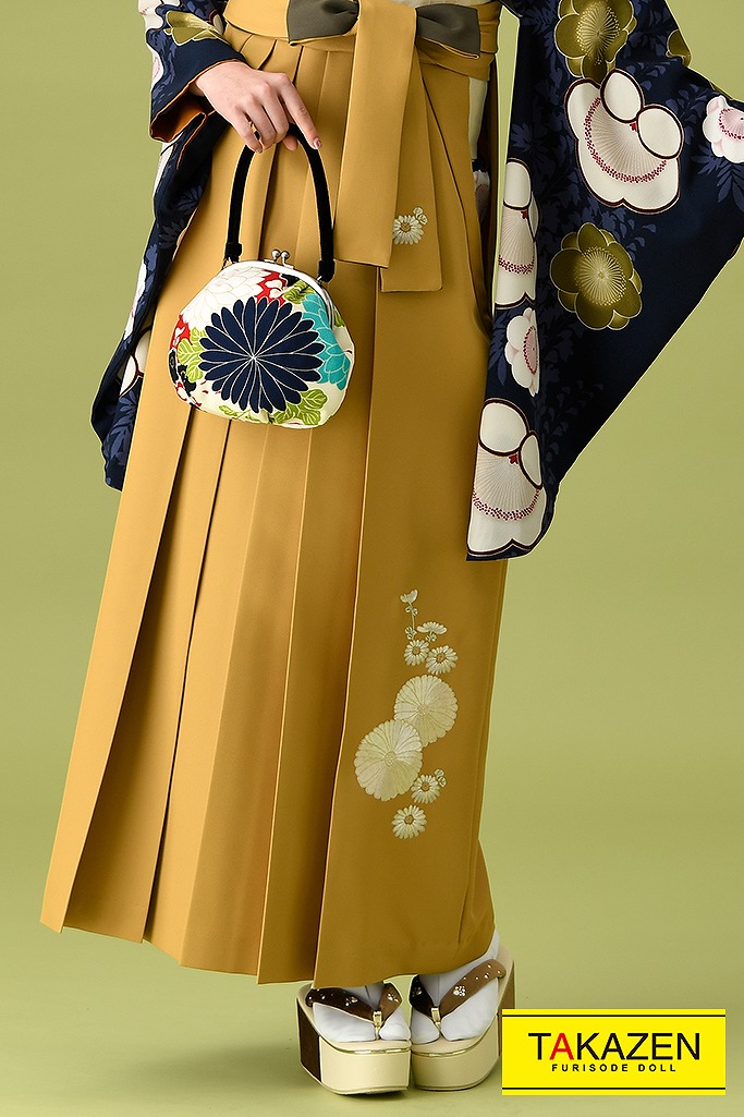 TAKAZENのレンタル袴 正統派古典　ネイビー/紺色　梅柄　アンティーク調　清楚　上品【通販可】K22001