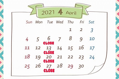 ♡1日　4月の営業日のご案内♡