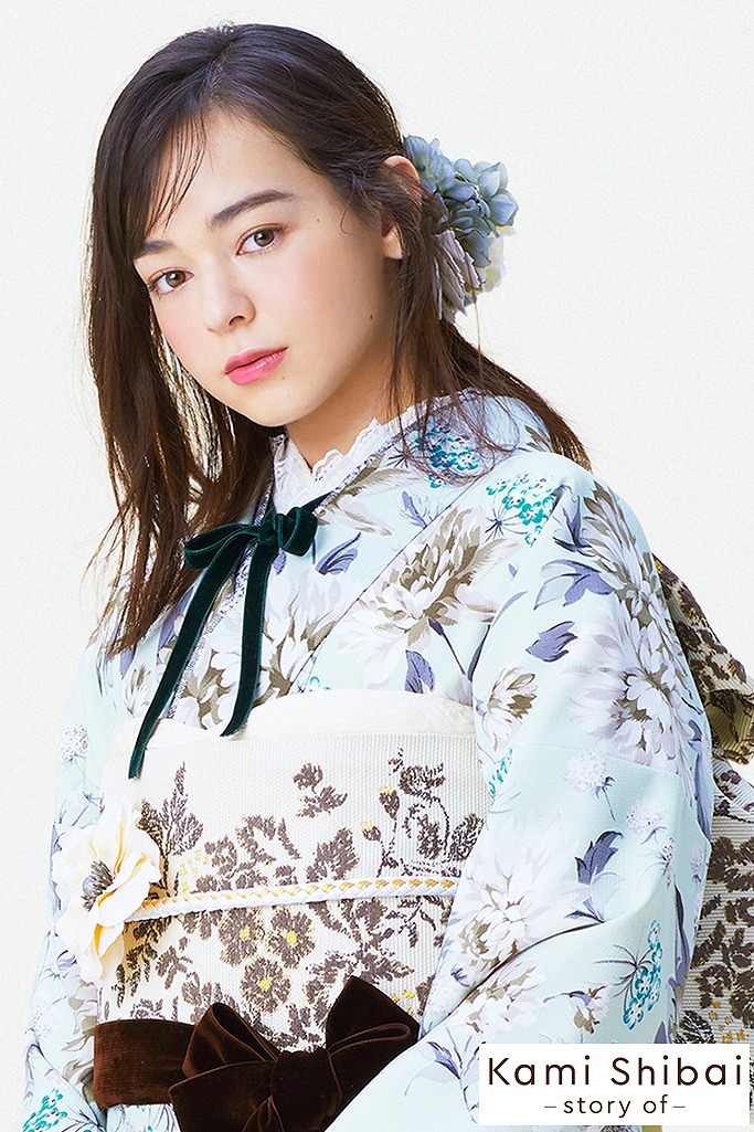 ゆるふわかわいい くすみ色 ブルー 水色 K302 レトロ 成人式は個性的なレトロ振袖 振袖 袴レンタルなら Takazen 大阪 心斎橋 堺 兵庫 神戸 奈良の店舗へ