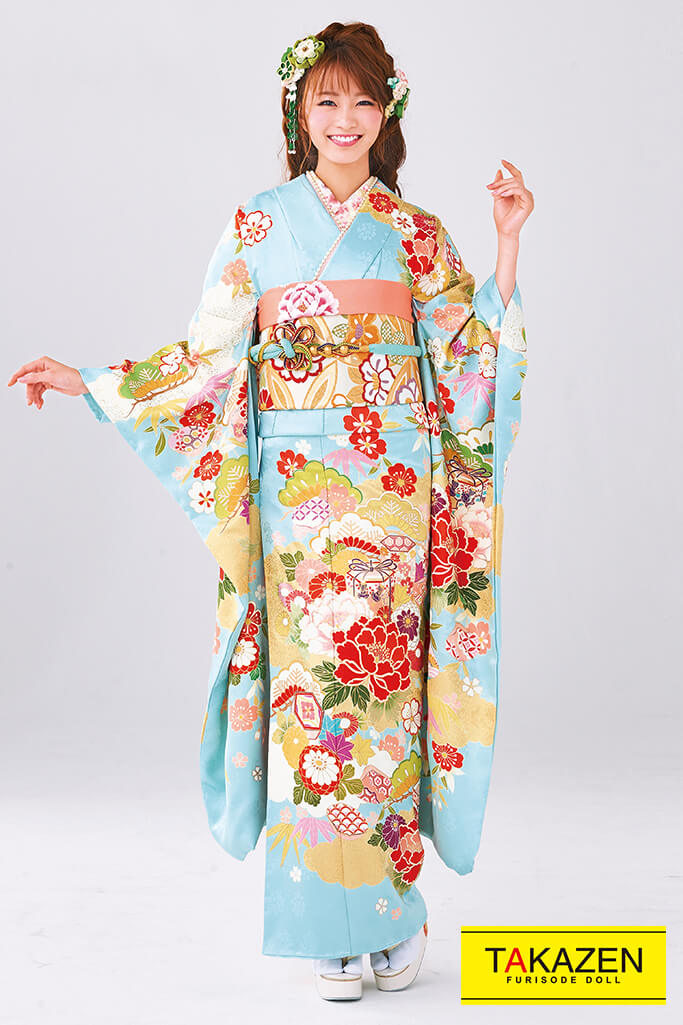 成人式人気振袖 レンタルフルセット 通販可 上品おしとやか綺麗古典 古風 赤 ブルー 水色 F0044 古典 成人式は上品で優雅な古典振袖 振袖 袴レンタルなら Takazen 大阪 心斎橋 堺 兵庫 神戸 奈良の店舗へ