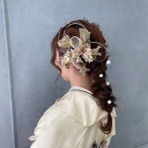 ヘアアレンジ　ラプンツェルヘア　ドライフラワー