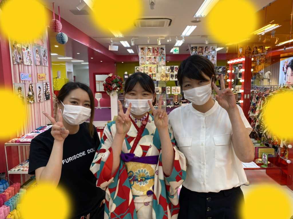 TAKAZEN　タカゼン　青色　振袖　成人式　レンタル　レトロ　