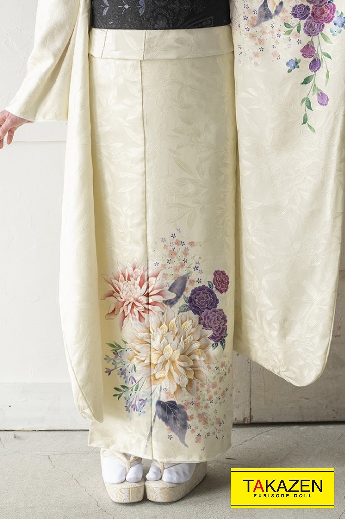 かわいいシンプルワンポイントレトロ 東京レトロ マーシュ彩 アイボリー K348 振袖 袴レンタルなら Takazen 大阪 心斎橋 堺 兵庫 神戸 奈良の店舗へ