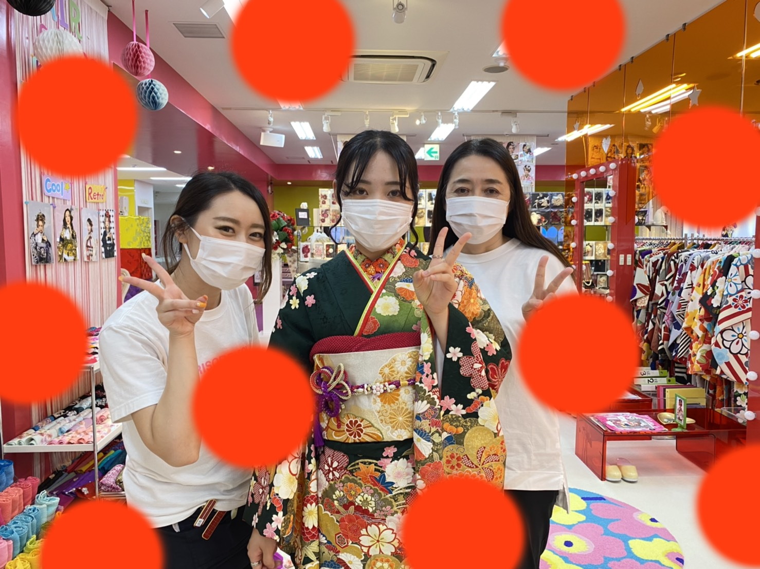 【TAKAZEN神戸店】♡20日　緑の古典柄のお振袖をオシャレにコーディネート♡振袖姫ちゃん♡