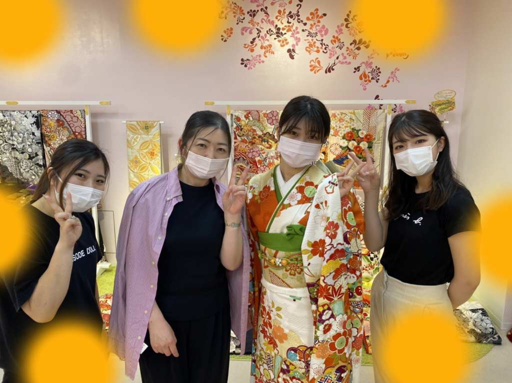 TAKAZEN　タカゼン　振袖　成人式　レンタル　古典柄　オレンジ