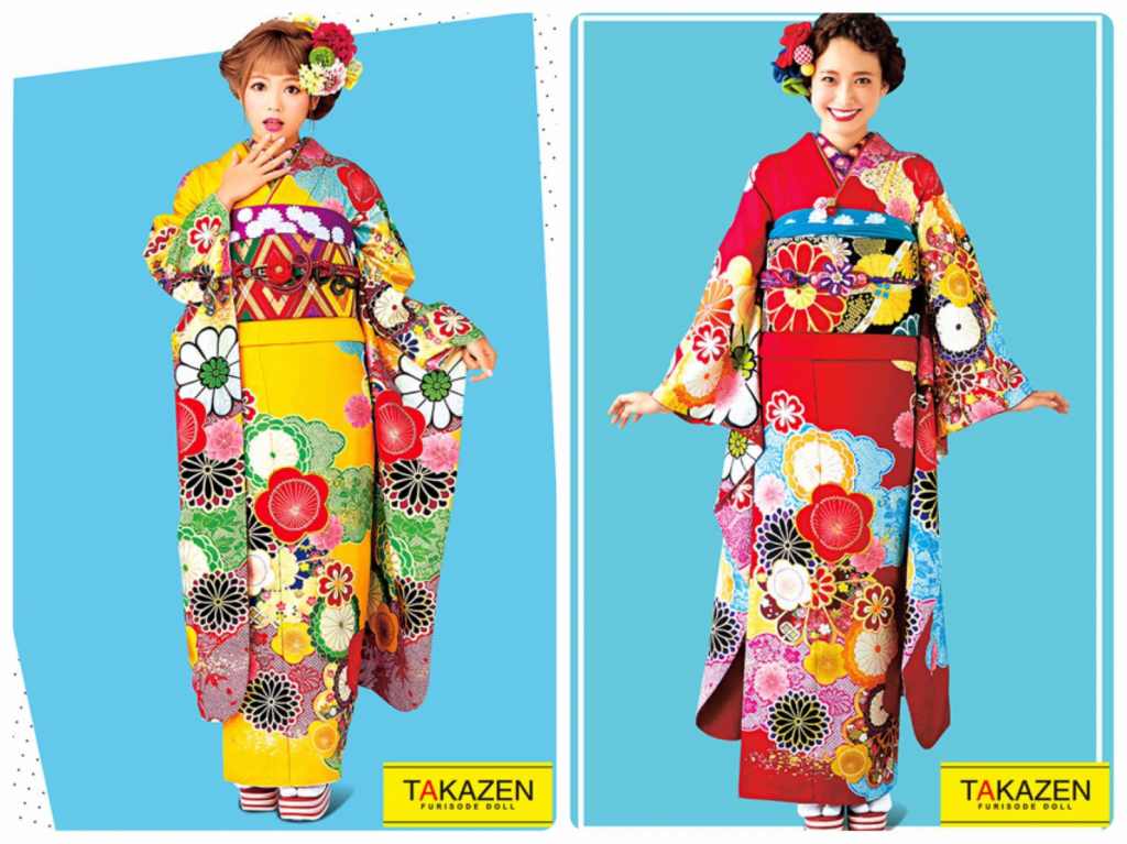 【TAKAZEN神戸店】☆赤＆黄色の可愛いレトロ古典のお振袖のご紹介☆