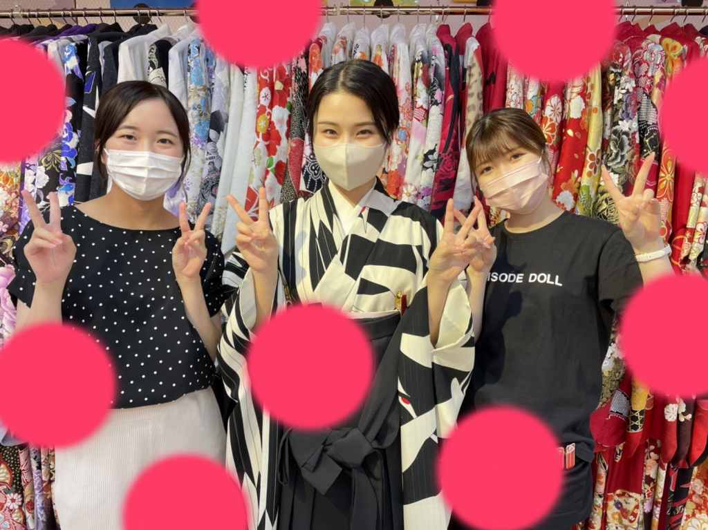 【TAKAZEN神戸店】♡10日　卒業式の袴☆モノトーンで個性的に♬鶴柄のオシャレ袴姫ちゃん♡