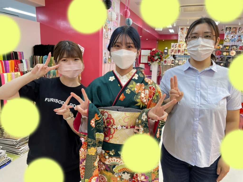 TAKAZEN　タカゼン　　振袖　成人式　レンタル　古典柄　緑　上品