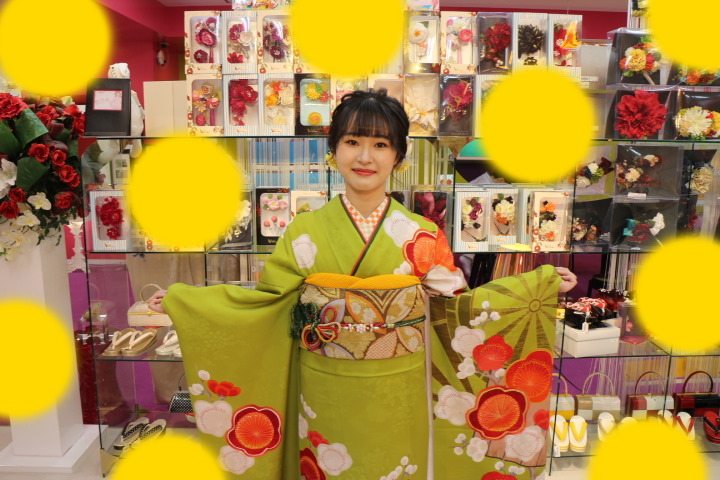 TAKAZEN　タカゼン　モード　黒色　青色　派手　キラキラ　振袖　成人式　レンタル