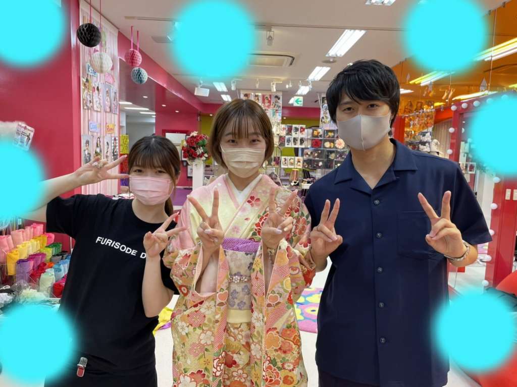 【TAKAZEN神戸店】♡2日　ピンク色/クリーム色の淡いお振袖の古典柄の可愛い姫ちゃん♡