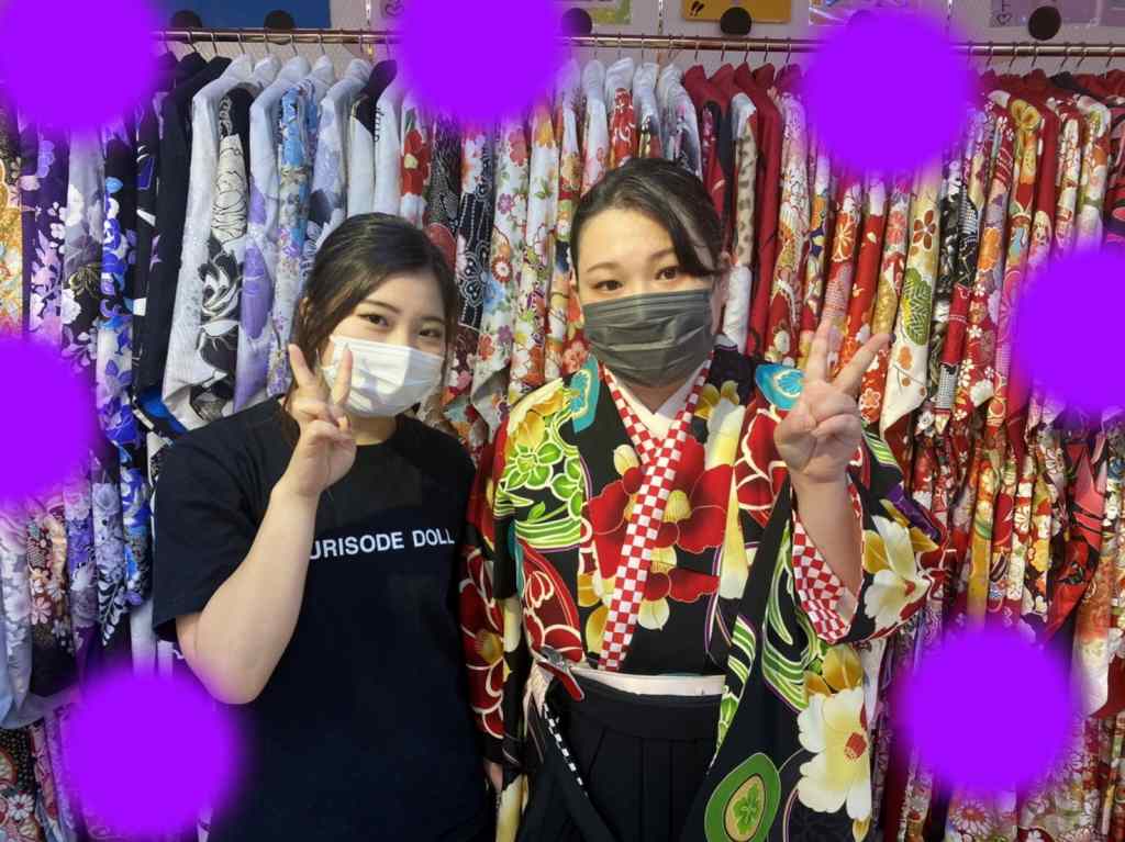 【TAKAZEN神戸店】♡8日　レトロの黒色の椿柄の可愛い袴の姫ちゃん♡