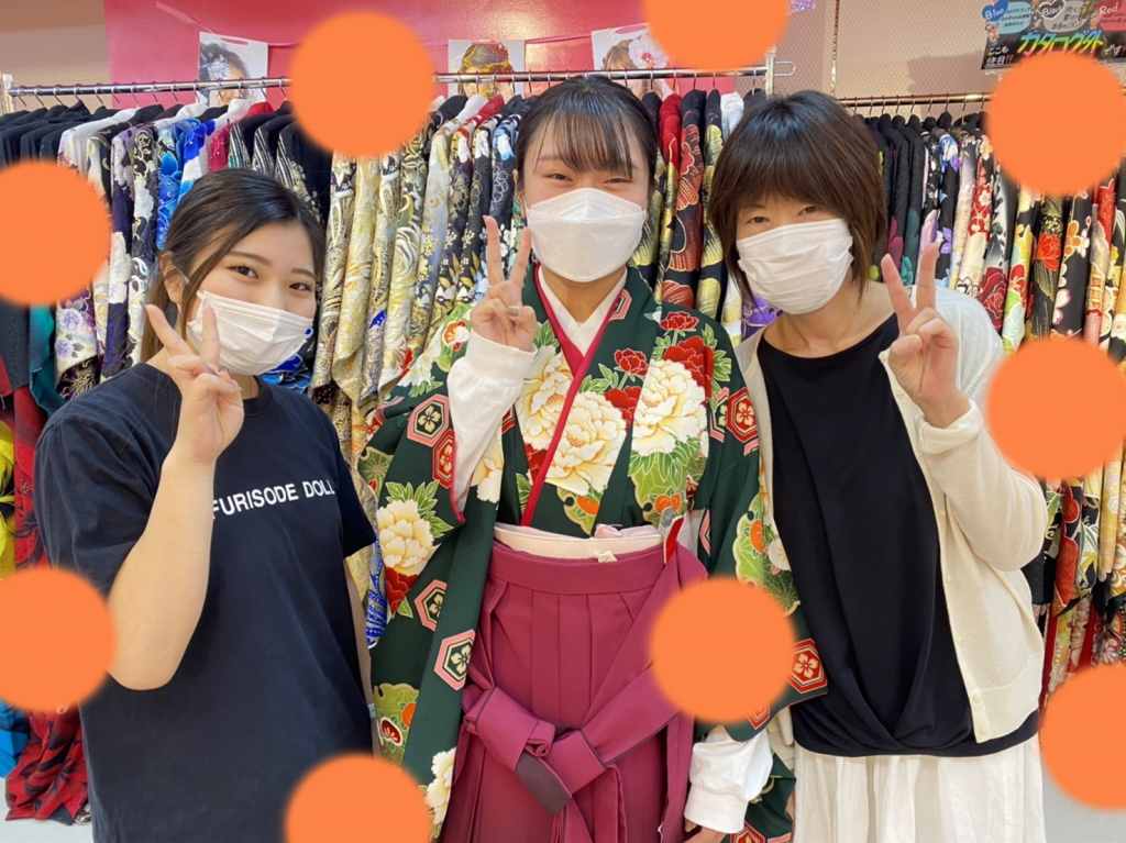 【TAKAZEN神戸店】♡14日　緑×エンジグラデーションの大人気の古典柄☆大人っぽい袴姫ちゃん
