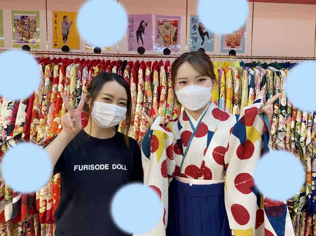【TAKAZEN神戸店】♡16日　レトロな小振袖に紺色袴のオシャレ袴姫ちゃん♡