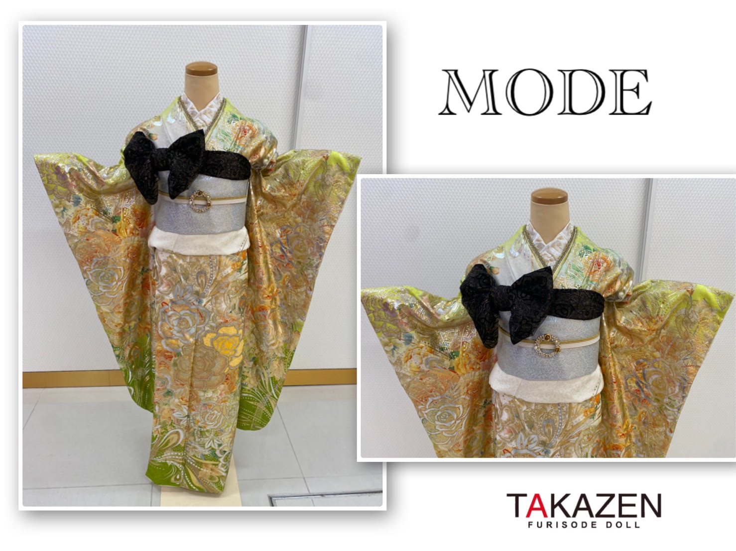 TAKAZEN　タカゼン　モード　黒色　青色　派手　キラキラ　振袖　成人式　レンタル