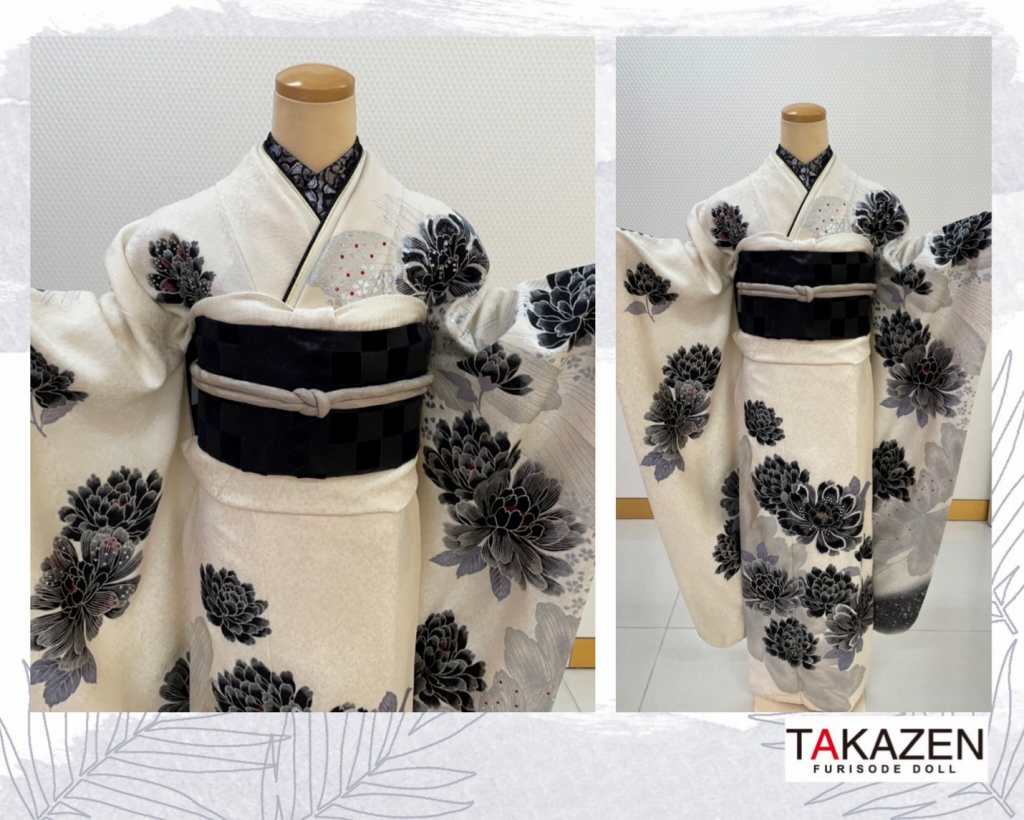 TAKAZEN　タカゼン　モード　黒色　青色　派手　キラキラ　振袖　成人式　レンタル