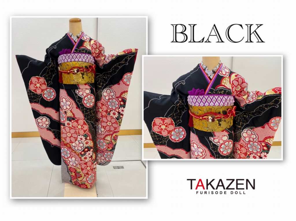TAKAZEN　タカゼン　モード　黒色　振袖　成人式　レンタル