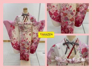 TAKAZEN　タカゼン　派手　キラキラ　振袖　成人式　レンタル　ピンク　キュート　フリル　カワイイ