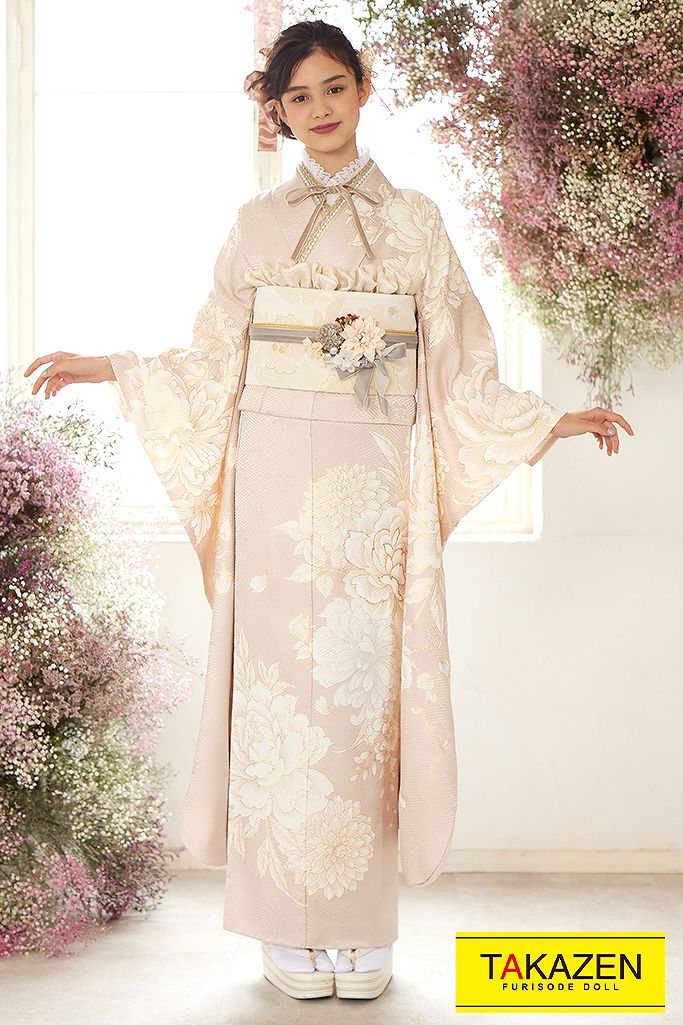 綺麗淡色かわいい くすみピンク甘めコーデ ダスティーピンク 23年新作 通販可 成人式振袖 卒業式袴レンタル 前撮りなら Takazen 大阪 梅田 心斎橋 堺 兵庫 神戸三宮 奈良の店舗へ