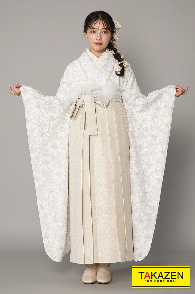 大人気かわいい総レース袴(淡色女子コーデ) 白 R22041【通販可】|成人