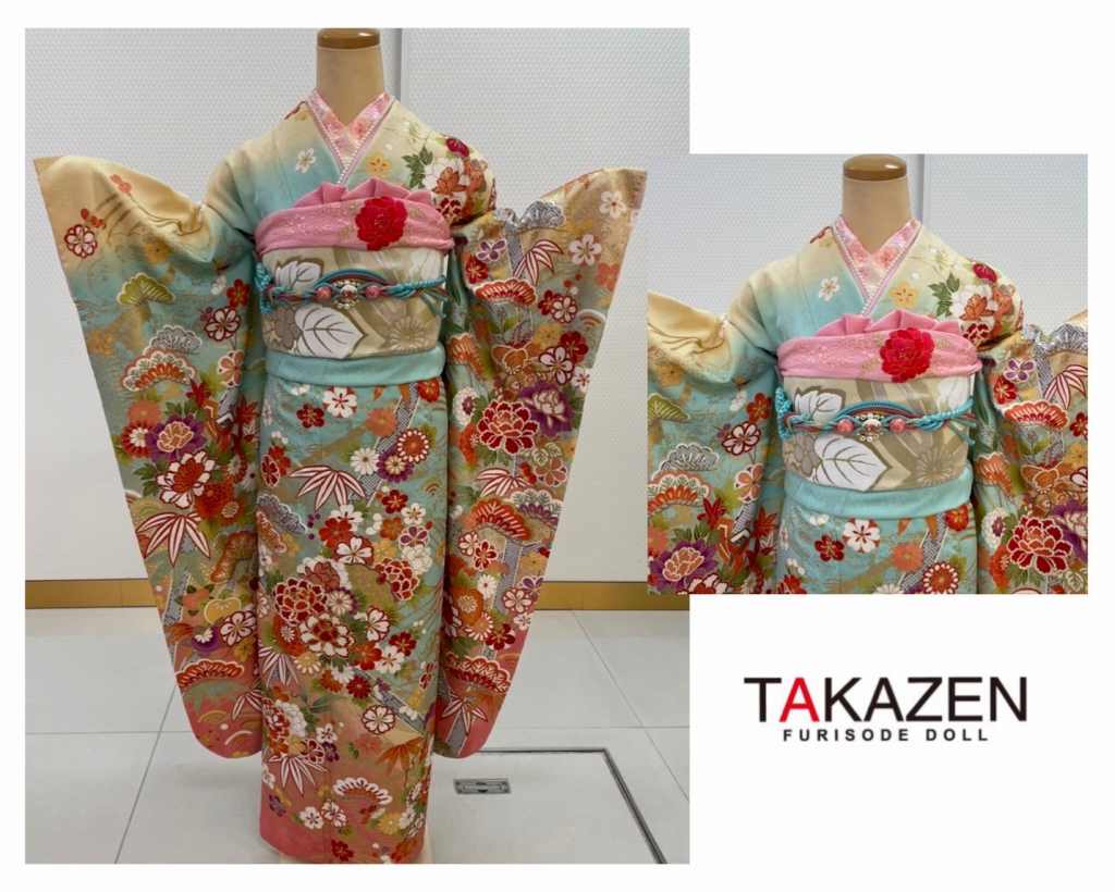 TAKAZEN　タカゼン　モード　黒色　青色　派手　キラキラ　振袖　成人式　レンタル
