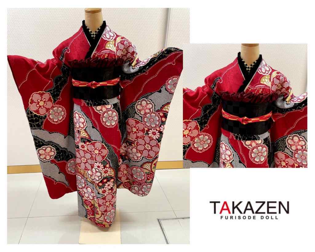 TAKAZEN　タカゼン　モード　黒色　青色　派手　キラキラ　振袖　成人式　レンタル