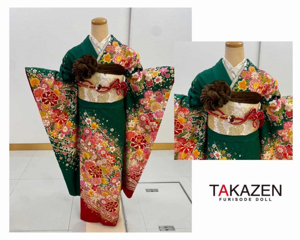 TAKAZEN　タカゼン　モード　黒色　青色　派手　キラキラ　振袖　成人式　レンタル