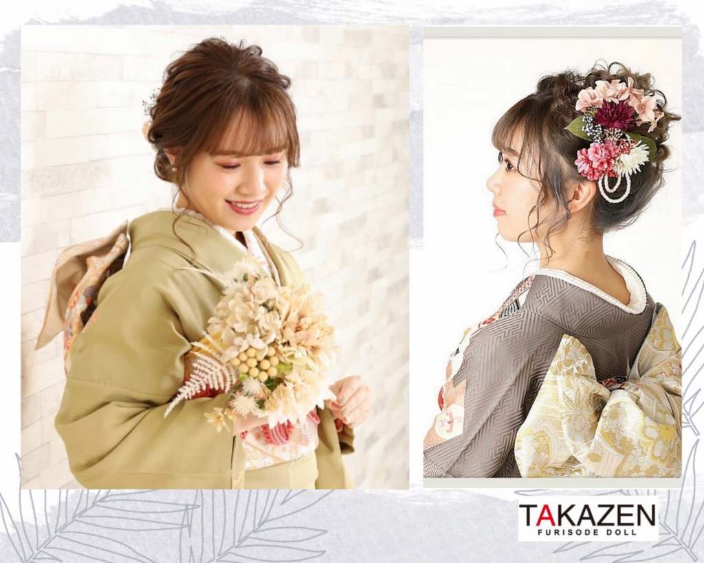 TAKAZEN　タカゼン　モード　黒色　青色　派手　キラキラ　振袖　成人式　レンタル