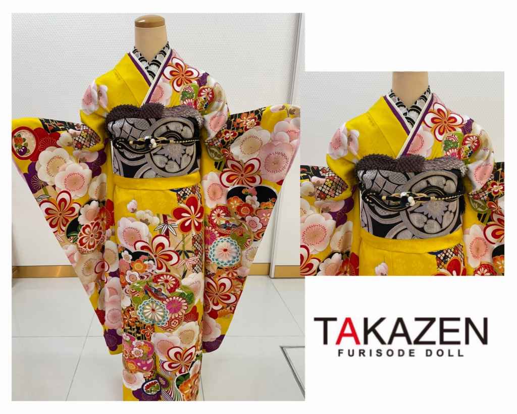 TAKAZEN　タカゼン　モード　黒色　青色　派手　キラキラ　振袖　成人式　レンタル
