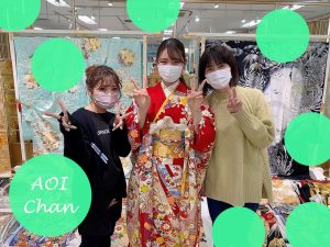 赤　古典柄　振袖レンタル