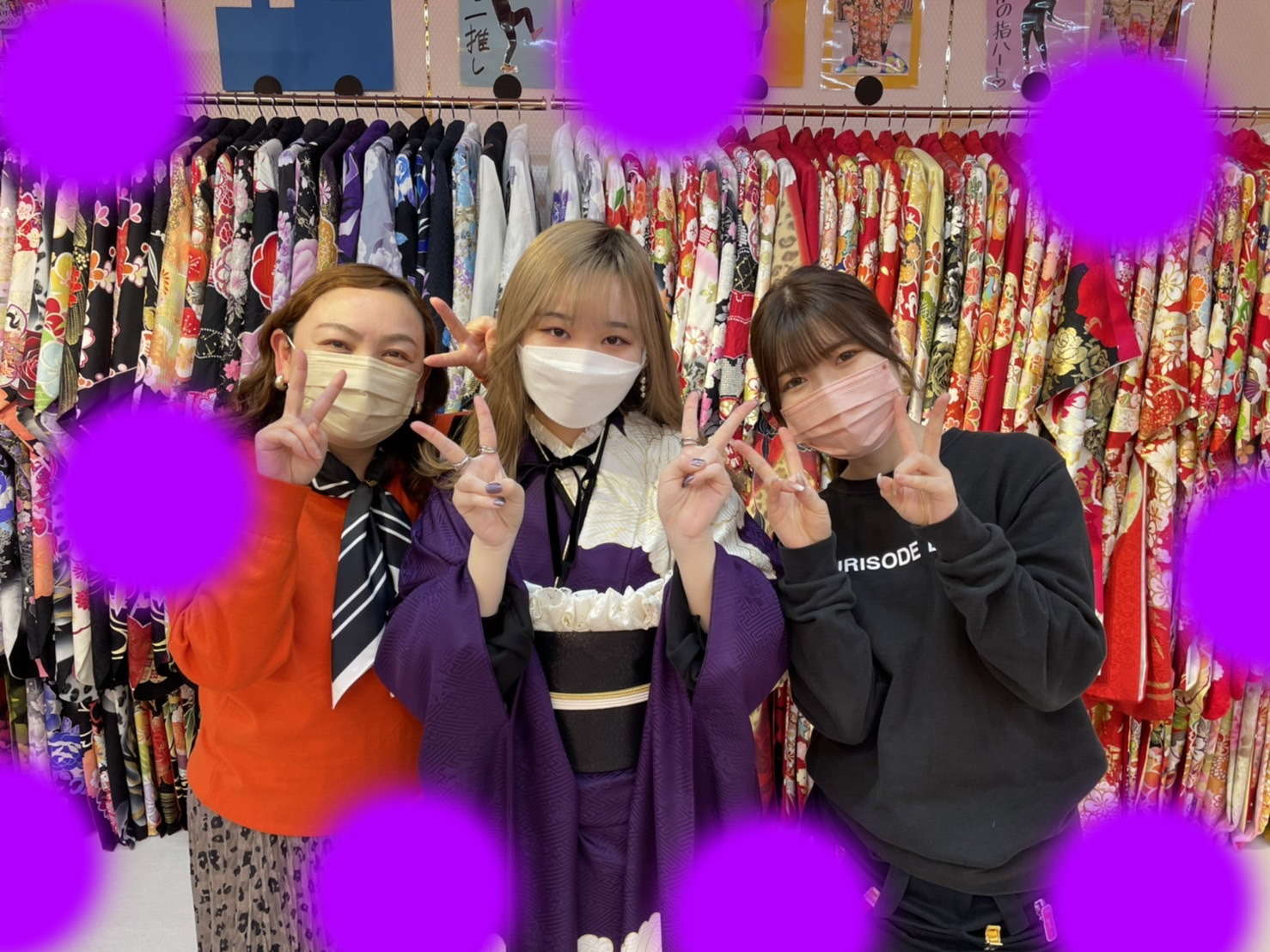 TAKAZEN　タカゼン　モード　黒色　青色　派手　キラキラ　振袖　成人式　レンタル