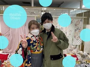 紺　古典柄　袴レンタル