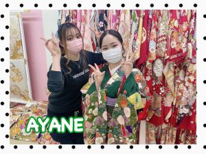 古典柄　緑振袖　奈良振袖レンタル