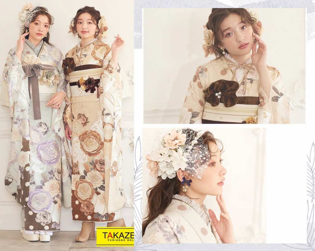 TAKAZEN　タカゼン　モード　黒色　青色　派手　キラキラ　振袖　成人式　レンタル