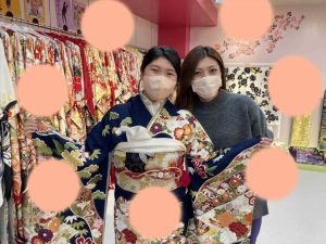 TAKAZEN　タカゼン　紺色　古典柄　豪華　振袖　成人式　レンタル