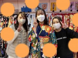 TAKAZEN　タカゼン　紺色　レトロ　古典　神戸　三宮　振袖　成人式　レンタル