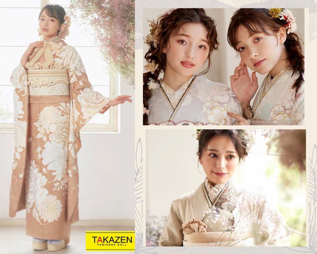 TAKAZEN　タカゼン　モード　黒色　青色　派手　キラキラ　振袖　成人式　レンタル