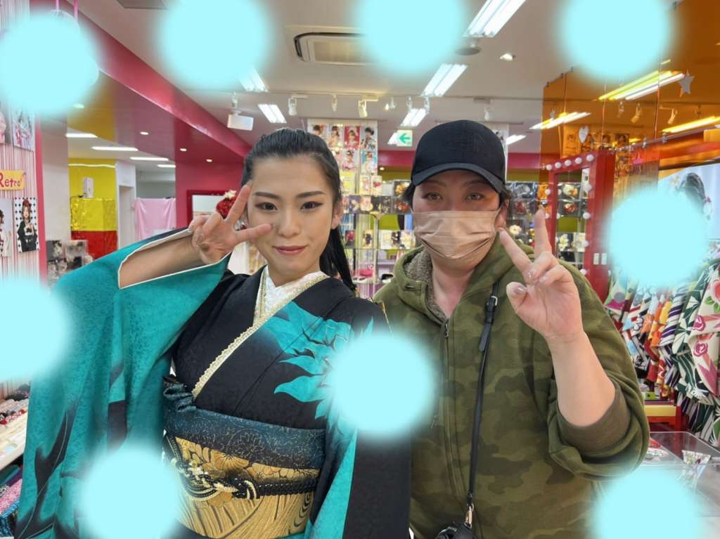 TAKAZEN　タカゼン　モード　黒色　青色　振袖　成人式　レンタル