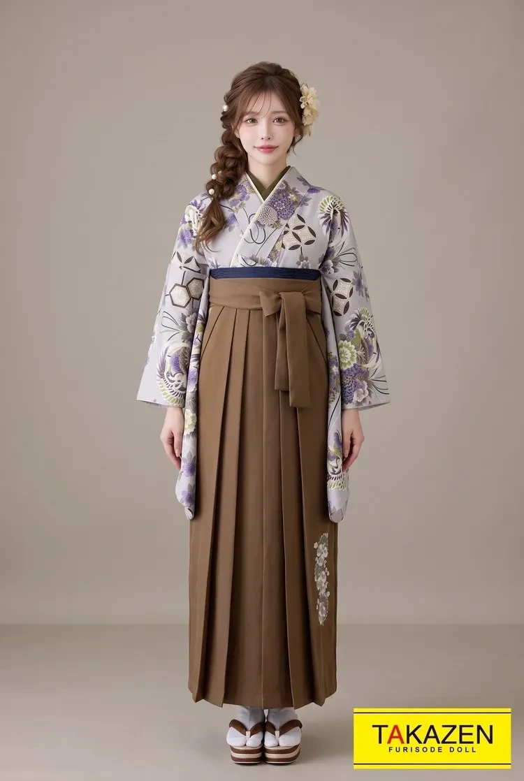 TAKAZENのレンタル袴 正統派古典 薄紫/くすみカラー 清楚 ノスタルジア 上品 大人っぽい【通販可】K23027