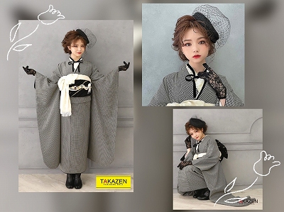 ♡【TAKAZEN堺店】9日　大人気！インスタグラマーみゆみゆちゃん着用のレトロ柄のお振袖♡